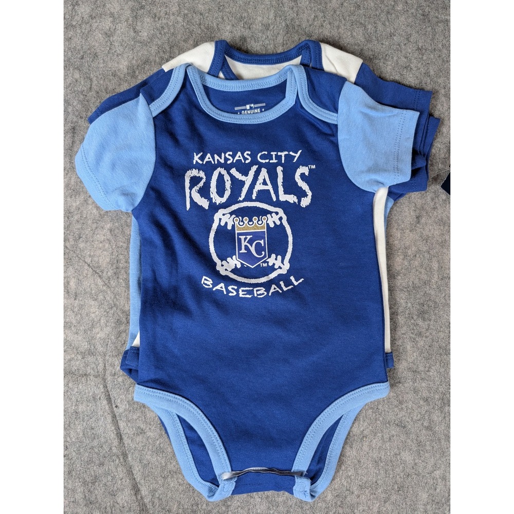 MLB Kansas City Royals Baby Bodysuits 3-Pack Blue White KC Baseball Outfit - Picture 2 of 8